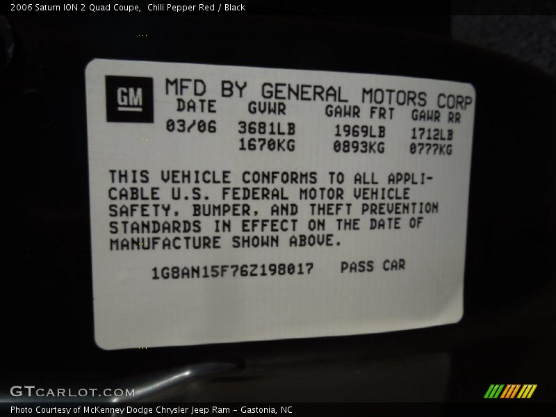 Chili Pepper Red / Black 2006 Saturn ION 2 Quad Coupe