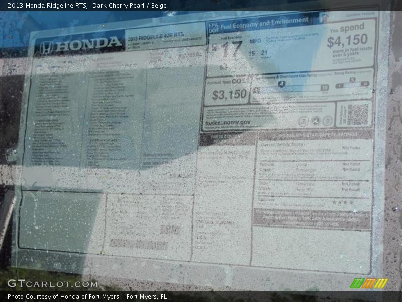 Dark Cherry Pearl / Beige 2013 Honda Ridgeline RTS