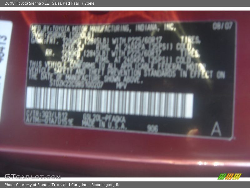 Salsa Red Pearl / Stone 2008 Toyota Sienna XLE