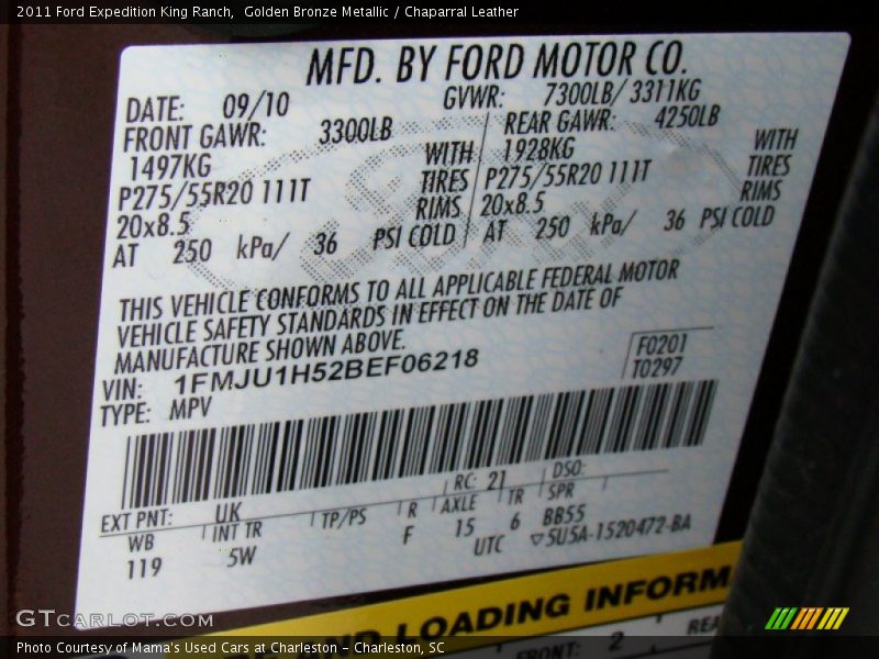 Golden Bronze Metallic / Chaparral Leather 2011 Ford Expedition King Ranch