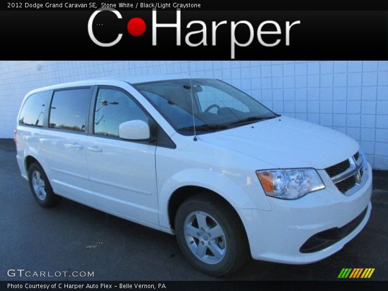 Stone White / Black/Light Graystone 2012 Dodge Grand Caravan SE
