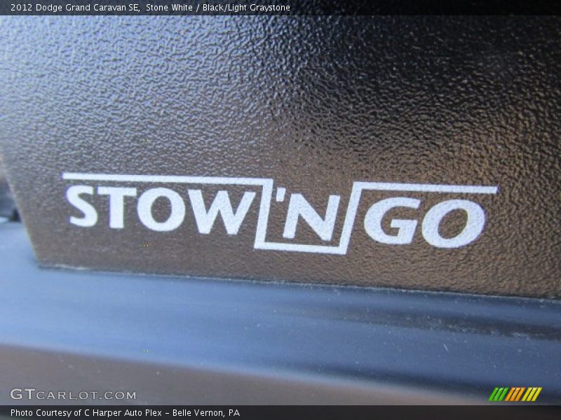 Stone White / Black/Light Graystone 2012 Dodge Grand Caravan SE