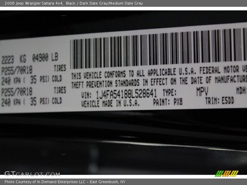 Black / Dark Slate Gray/Medium Slate Gray 2008 Jeep Wrangler Sahara 4x4