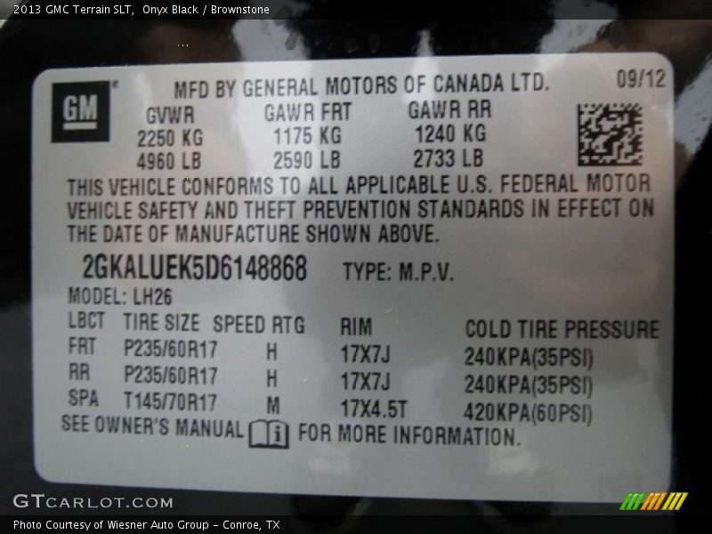 Onyx Black / Brownstone 2013 GMC Terrain SLT