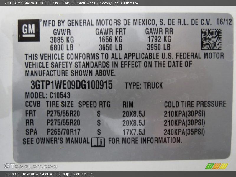 Summit White / Cocoa/Light Cashmere 2013 GMC Sierra 1500 SLT Crew Cab
