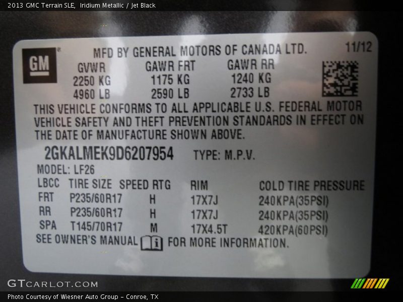 Iridium Metallic / Jet Black 2013 GMC Terrain SLE