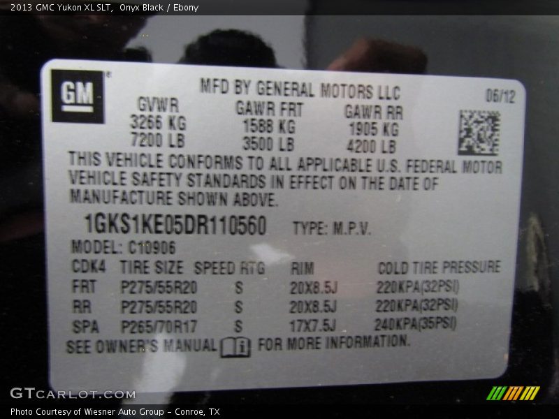 Onyx Black / Ebony 2013 GMC Yukon XL SLT