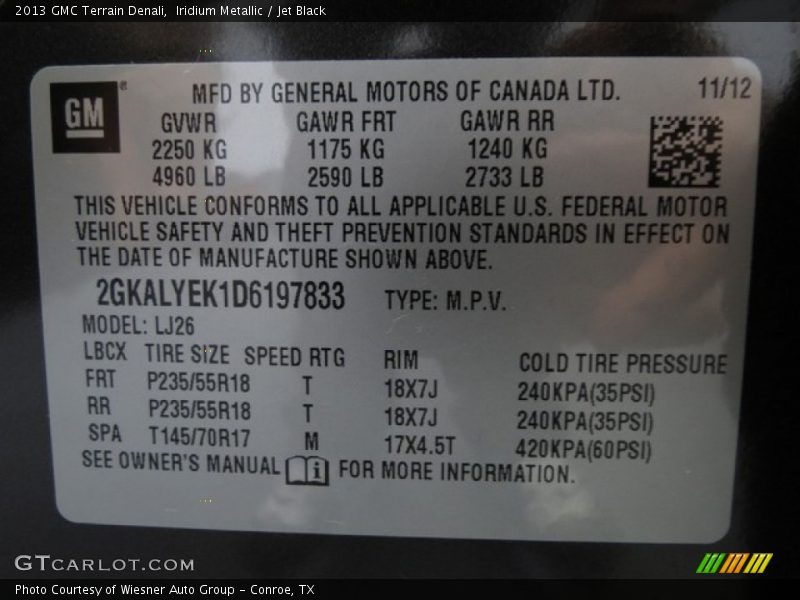 Iridium Metallic / Jet Black 2013 GMC Terrain Denali