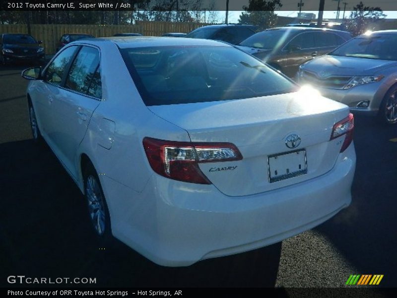 Super White / Ash 2012 Toyota Camry LE