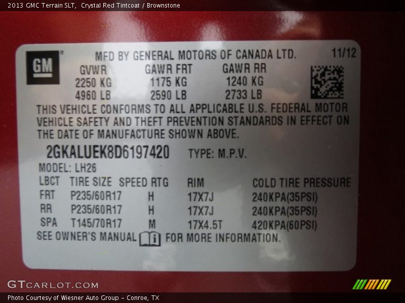 Crystal Red Tintcoat / Brownstone 2013 GMC Terrain SLT