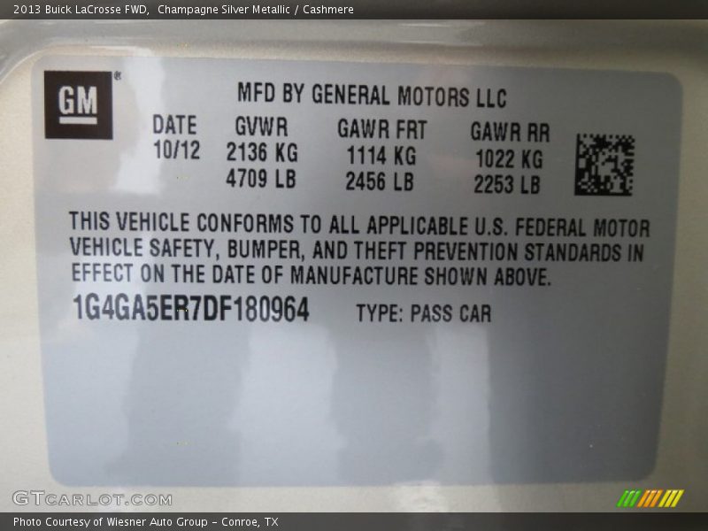Champagne Silver Metallic / Cashmere 2013 Buick LaCrosse FWD