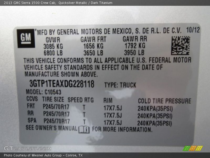 Quicksilver Metallic / Dark Titanium 2013 GMC Sierra 1500 Crew Cab