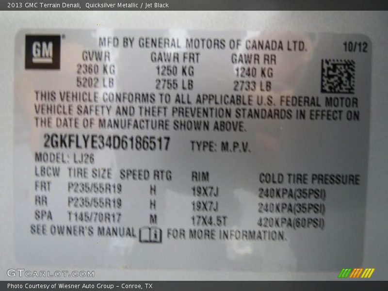 Quicksilver Metallic / Jet Black 2013 GMC Terrain Denali