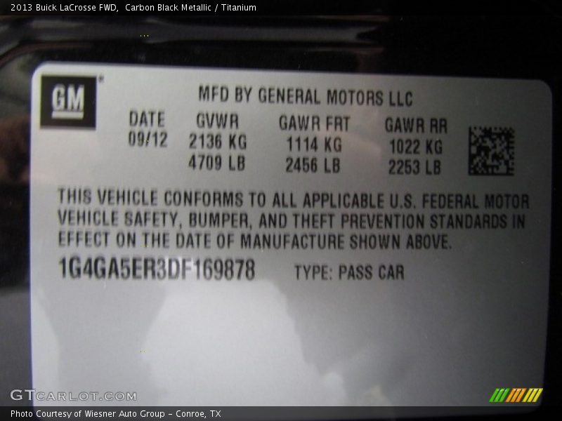 Carbon Black Metallic / Titanium 2013 Buick LaCrosse FWD