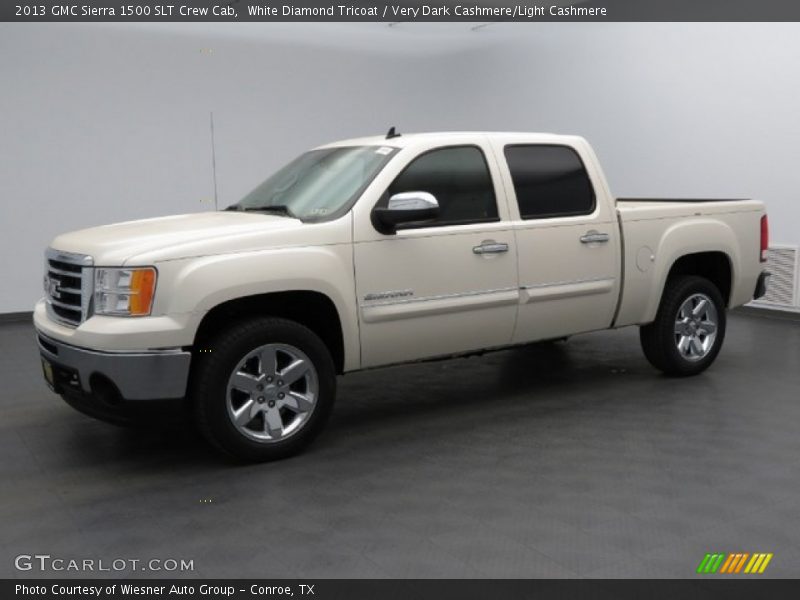 White Diamond Tricoat / Very Dark Cashmere/Light Cashmere 2013 GMC Sierra 1500 SLT Crew Cab