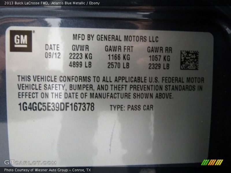 Atlantis Blue Metallic / Ebony 2013 Buick LaCrosse FWD