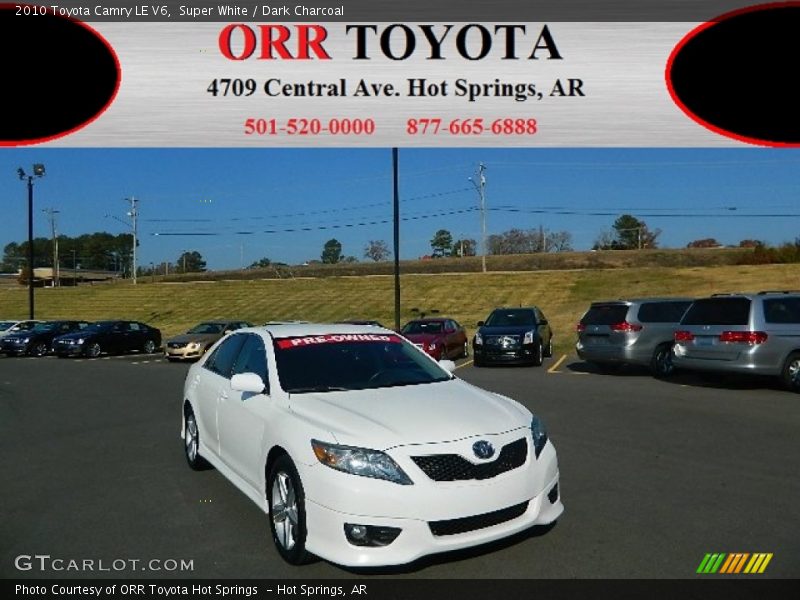 Super White / Dark Charcoal 2010 Toyota Camry LE V6