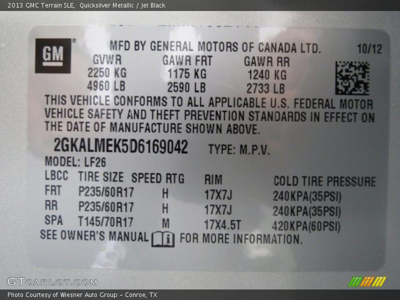 Quicksilver Metallic / Jet Black 2013 GMC Terrain SLE