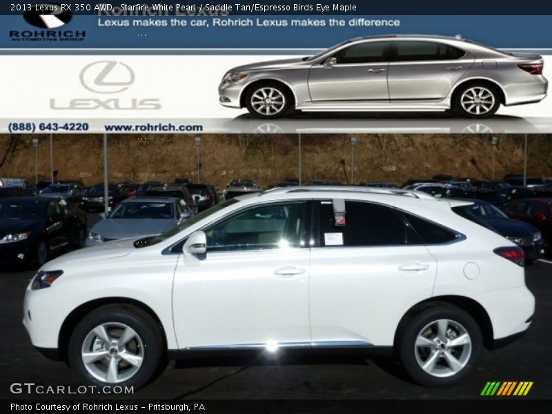 Starfire White Pearl / Saddle Tan/Espresso Birds Eye Maple 2013 Lexus RX 350 AWD