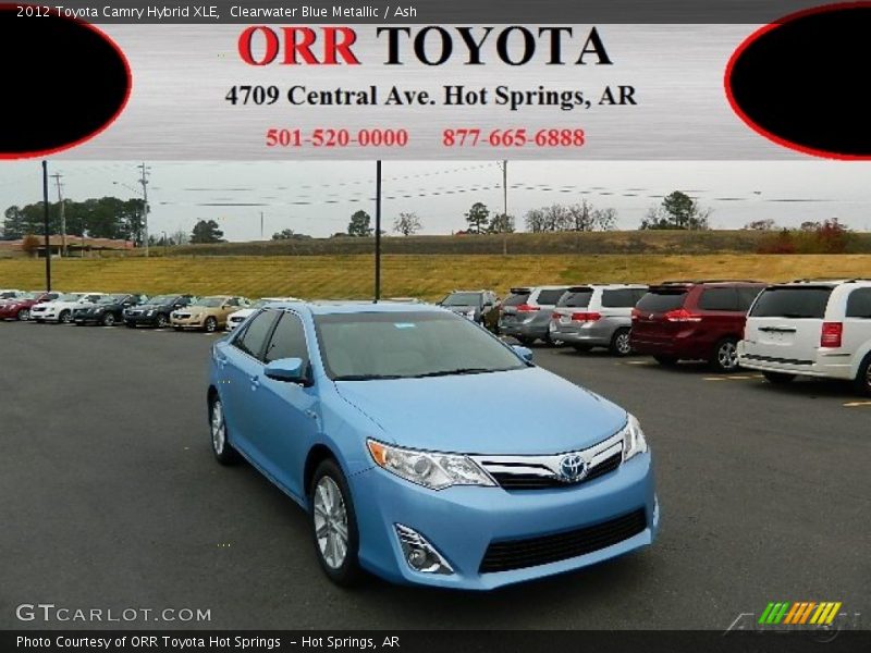 Clearwater Blue Metallic / Ash 2012 Toyota Camry Hybrid XLE