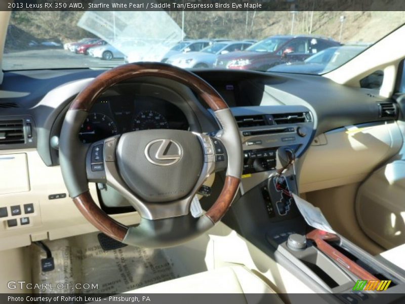 Starfire White Pearl / Saddle Tan/Espresso Birds Eye Maple 2013 Lexus RX 350 AWD