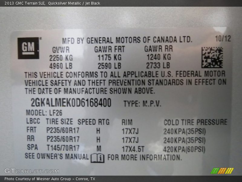 Quicksilver Metallic / Jet Black 2013 GMC Terrain SLE