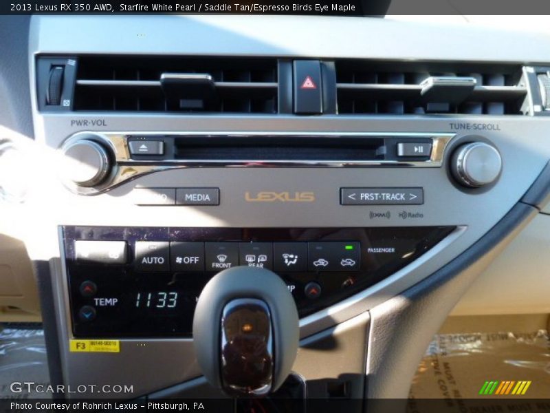 Starfire White Pearl / Saddle Tan/Espresso Birds Eye Maple 2013 Lexus RX 350 AWD