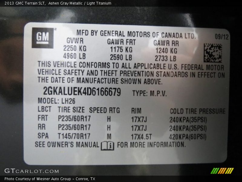 Ashen Gray Metallic / Light Titanium 2013 GMC Terrain SLT