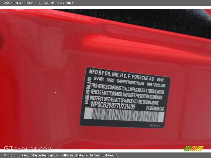 Guards Red / Black 2007 Porsche Boxster S