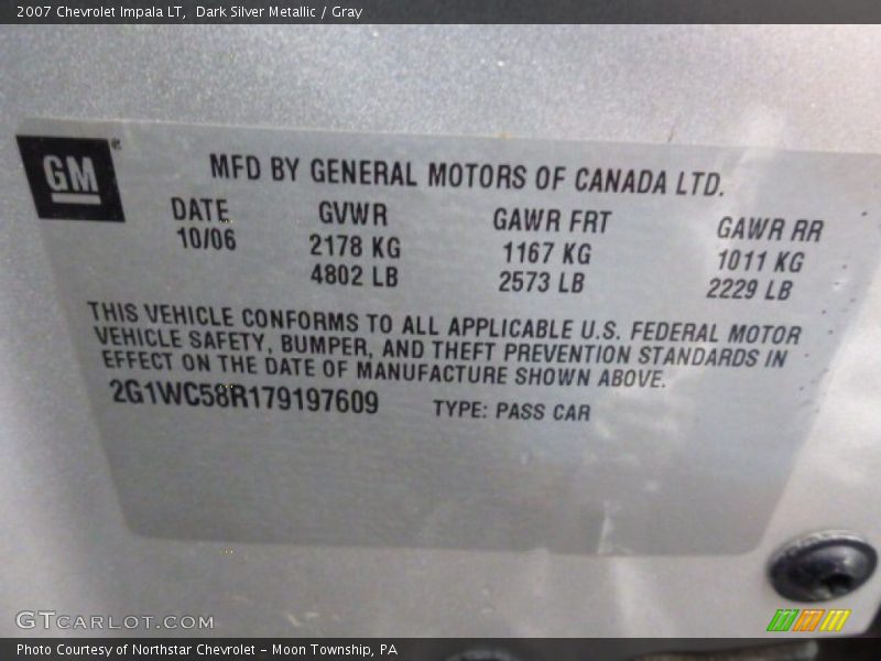 Dark Silver Metallic / Gray 2007 Chevrolet Impala LT