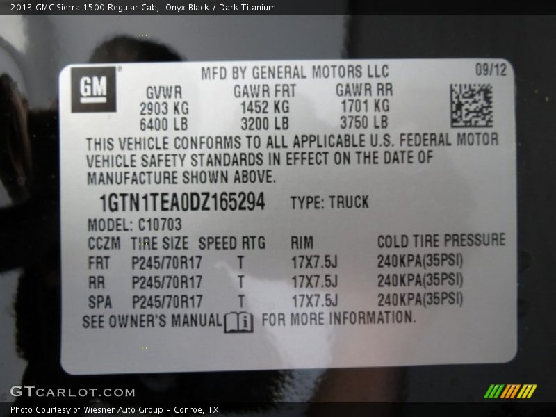 Onyx Black / Dark Titanium 2013 GMC Sierra 1500 Regular Cab