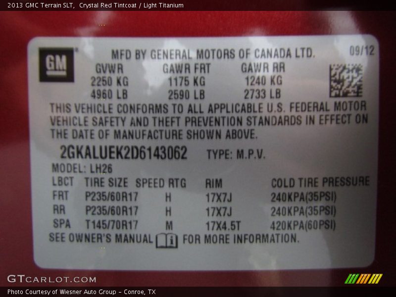 Crystal Red Tintcoat / Light Titanium 2013 GMC Terrain SLT