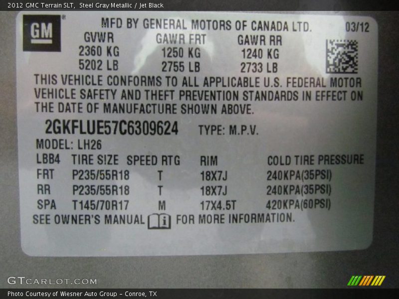 Steel Gray Metallic / Jet Black 2012 GMC Terrain SLT