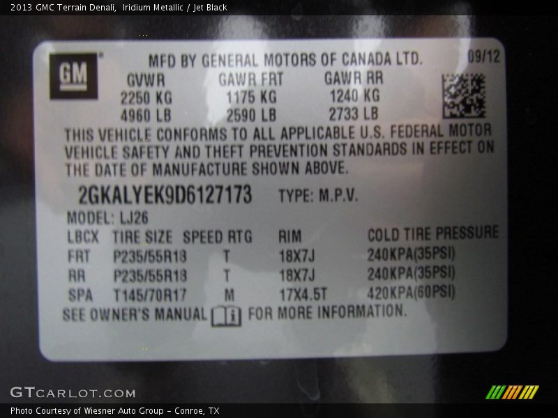Iridium Metallic / Jet Black 2013 GMC Terrain Denali