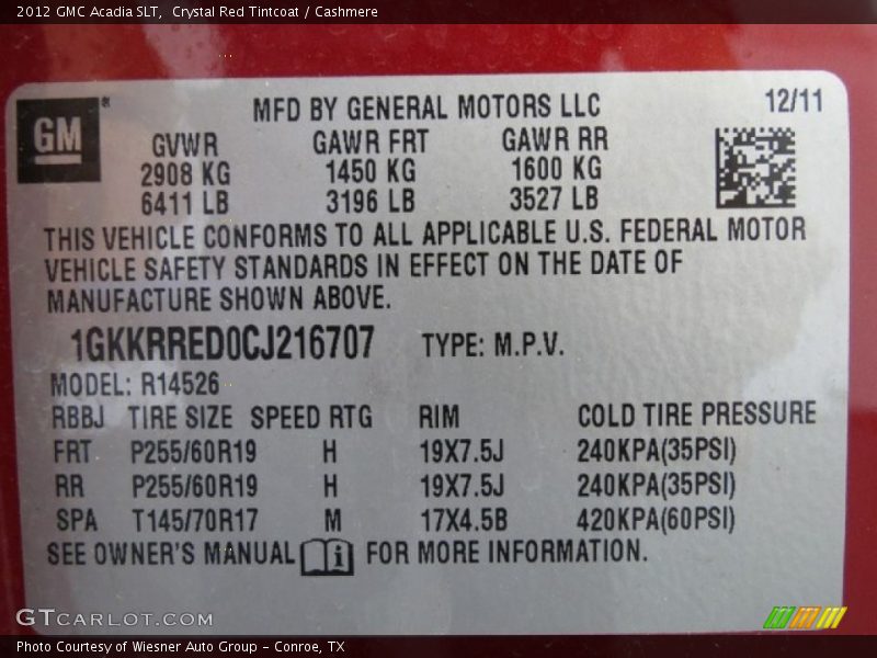 Crystal Red Tintcoat / Cashmere 2012 GMC Acadia SLT