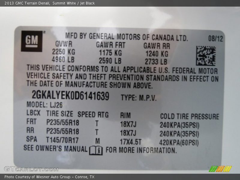 Summit White / Jet Black 2013 GMC Terrain Denali
