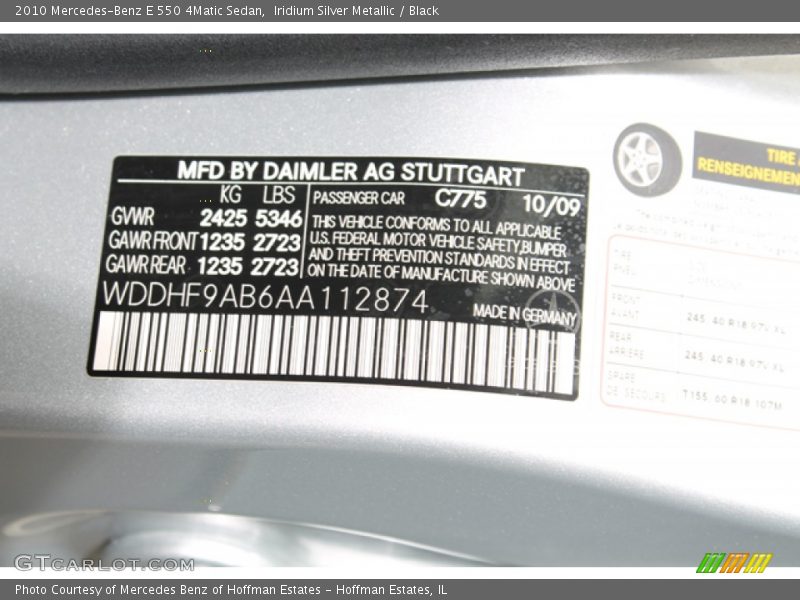 Iridium Silver Metallic / Black 2010 Mercedes-Benz E 550 4Matic Sedan
