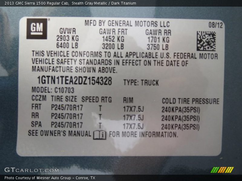 Stealth Gray Metallic / Dark Titanium 2013 GMC Sierra 1500 Regular Cab