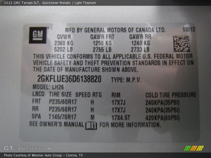 Quicksilver Metallic / Light Titanium 2013 GMC Terrain SLT