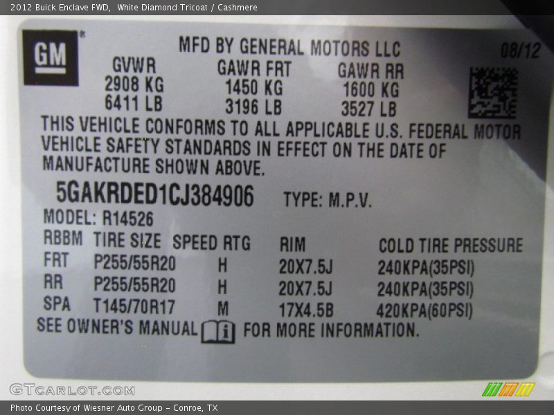 White Diamond Tricoat / Cashmere 2012 Buick Enclave FWD