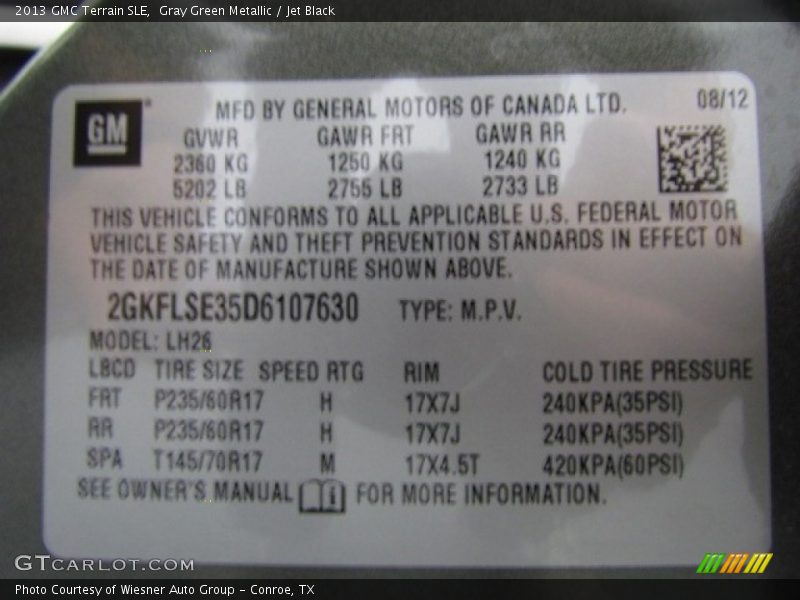 Gray Green Metallic / Jet Black 2013 GMC Terrain SLE