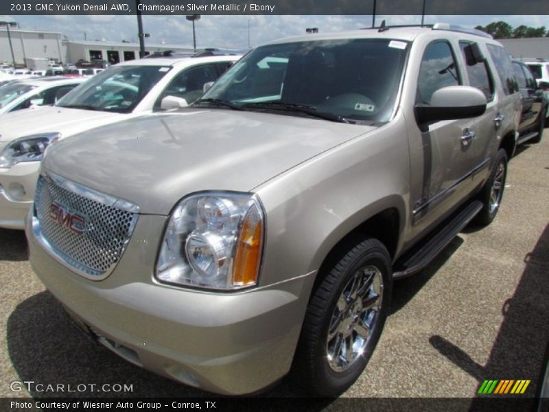 Champagne Silver Metallic / Ebony 2013 GMC Yukon Denali AWD