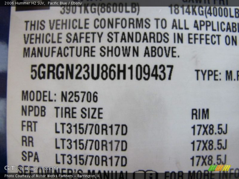 Pacific Blue / Ebony 2006 Hummer H2 SUV