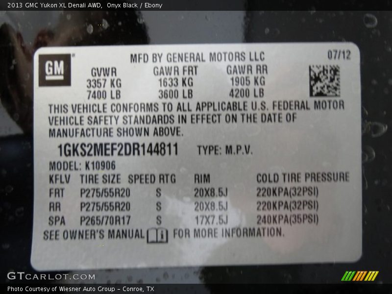 Onyx Black / Ebony 2013 GMC Yukon XL Denali AWD