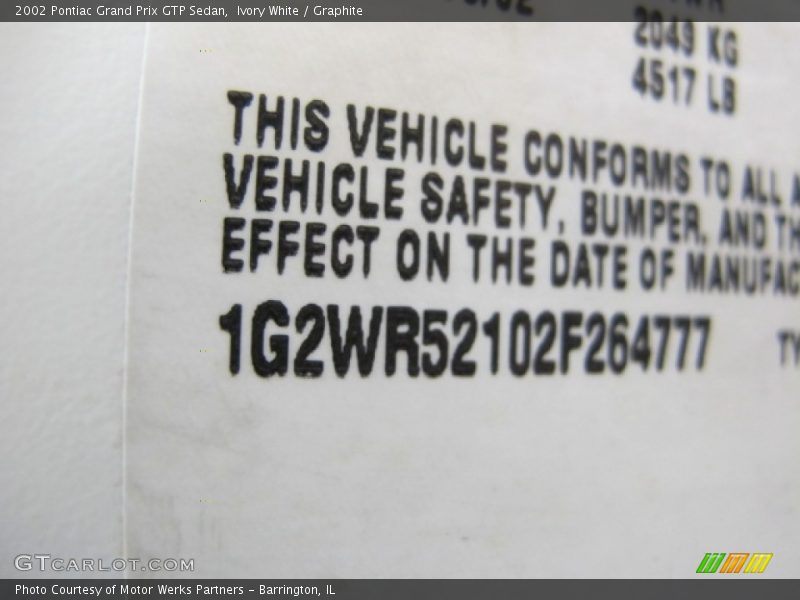 Ivory White / Graphite 2002 Pontiac Grand Prix GTP Sedan