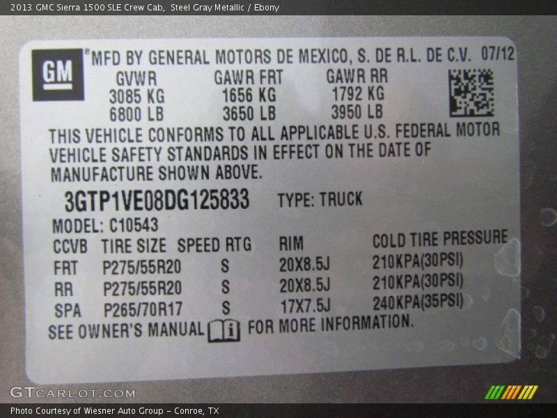 Steel Gray Metallic / Ebony 2013 GMC Sierra 1500 SLE Crew Cab