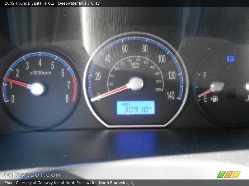 Deepwater Blue / Gray 2009 Hyundai Santa Fe GLS