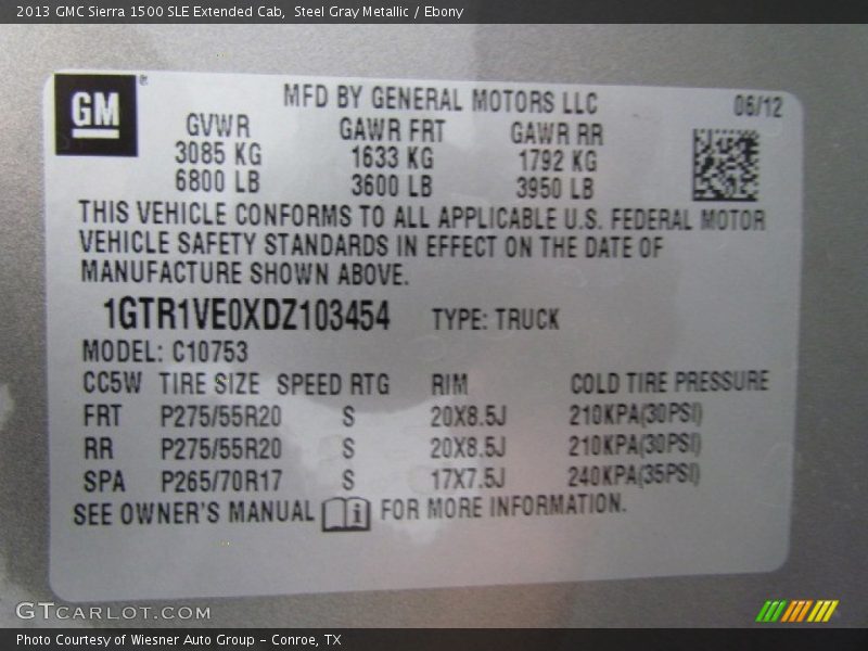 Steel Gray Metallic / Ebony 2013 GMC Sierra 1500 SLE Extended Cab
