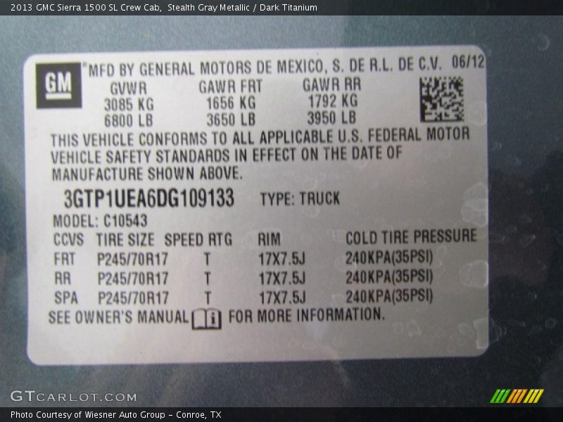 Stealth Gray Metallic / Dark Titanium 2013 GMC Sierra 1500 SL Crew Cab