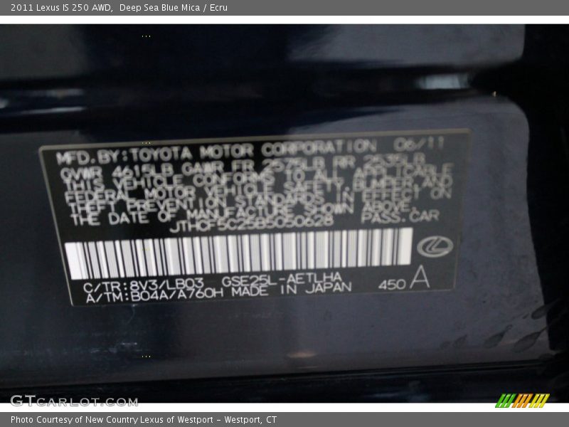 8V3 - 2011 Lexus IS 250 AWD